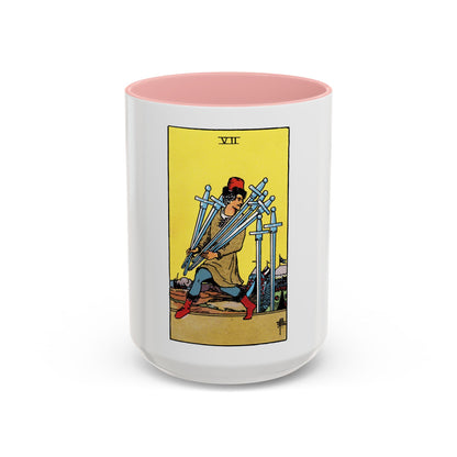 The 7 of Swords (Tarot Card) Accent Coffee Mug