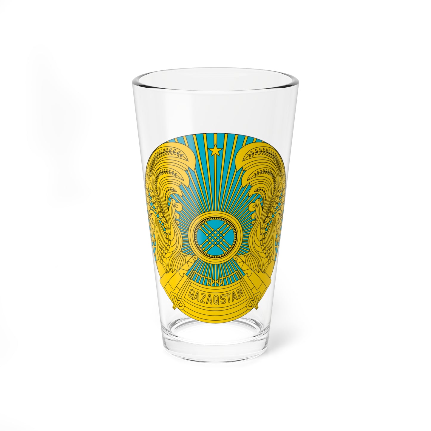 Emblem of Kazakhstan latin (Kazakhstan) (Coat of Arms) Pint Glass 16oz