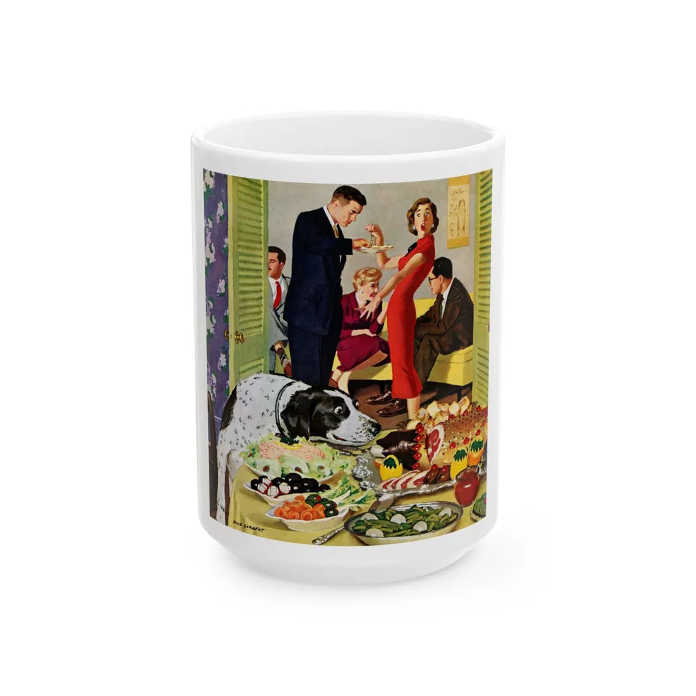 Doggy Buffet, Saturday Evening Post, January 5, 1957 - White Coffee Mug-15oz-Go Mug Yourself