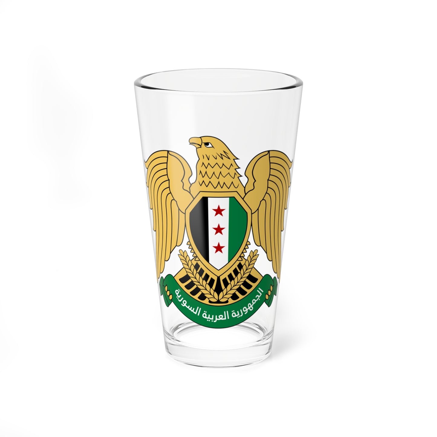 Emblem of Syria 2024-2025 Governments version (Syria) (Coat of Arms) Pint Glass 16oz