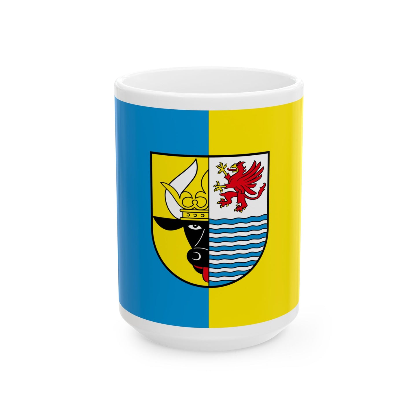 Flag of Mecklenburgische Seenplatte Germany - White Coffee Mug-15oz-Go Mug Yourself