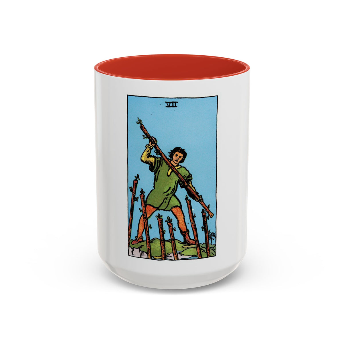 The 7 of Wands (Tarot Card) Accent Coffee Mug