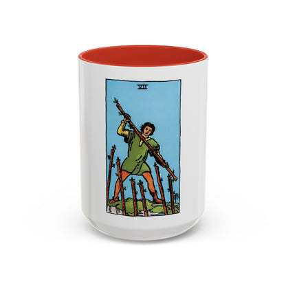 The 7 of Wands (Tarot Card) Accent Coffee Mug