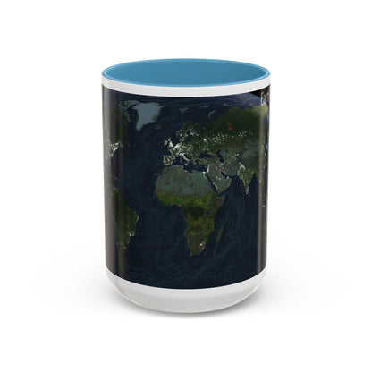 World Map - Earth at Night (2004) (Map) Accent Coffee Mug