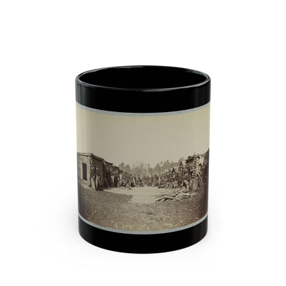 Union Soldiers, In Camp, Posed In Front Of Log Buildings (U.S. Civil War) Black Coffee Mug