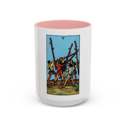 The 5 of Wands (Tarot Card) Accent Coffee Mug