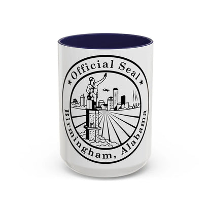 Seal of Birmingham Alabama - Accent Coffee Mug-15oz-Navy-Go Mug Yourself