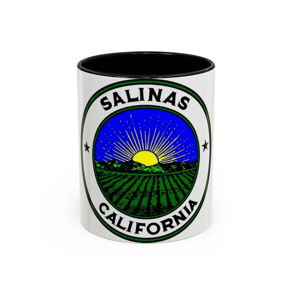 Seal of Salinas California - Accent Coffee Mug-11oz-Black-Go Mug Yourself