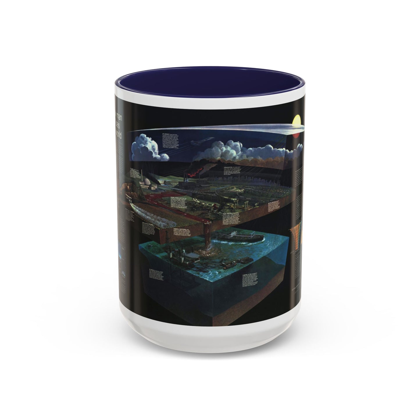 How Man Pollutes His World (1970) (Map) Accent Coffee Mug