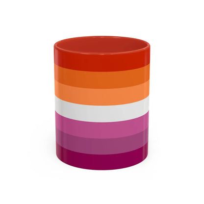 Lesbian 2 Pride Flag - Accent Coffee Mug-11oz-Red-Go Mug Yourself