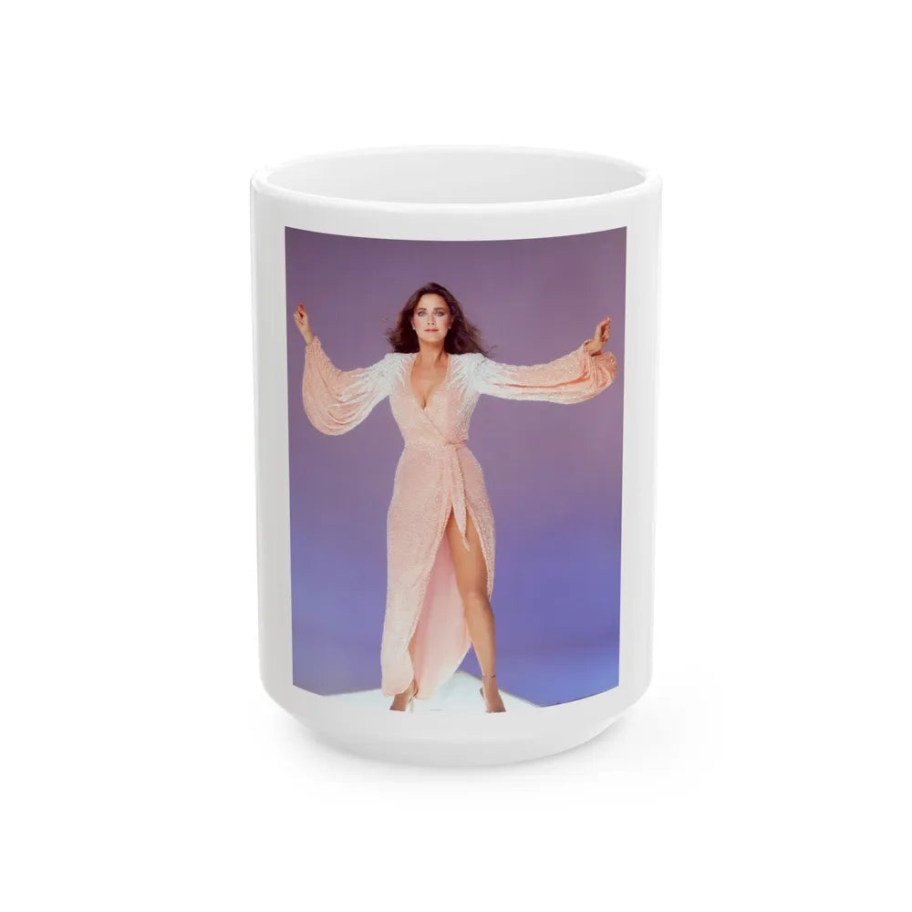 Lynda Carter #199 (Vintage Female Icon) White Coffee Mug-15oz-Go Mug Yourself