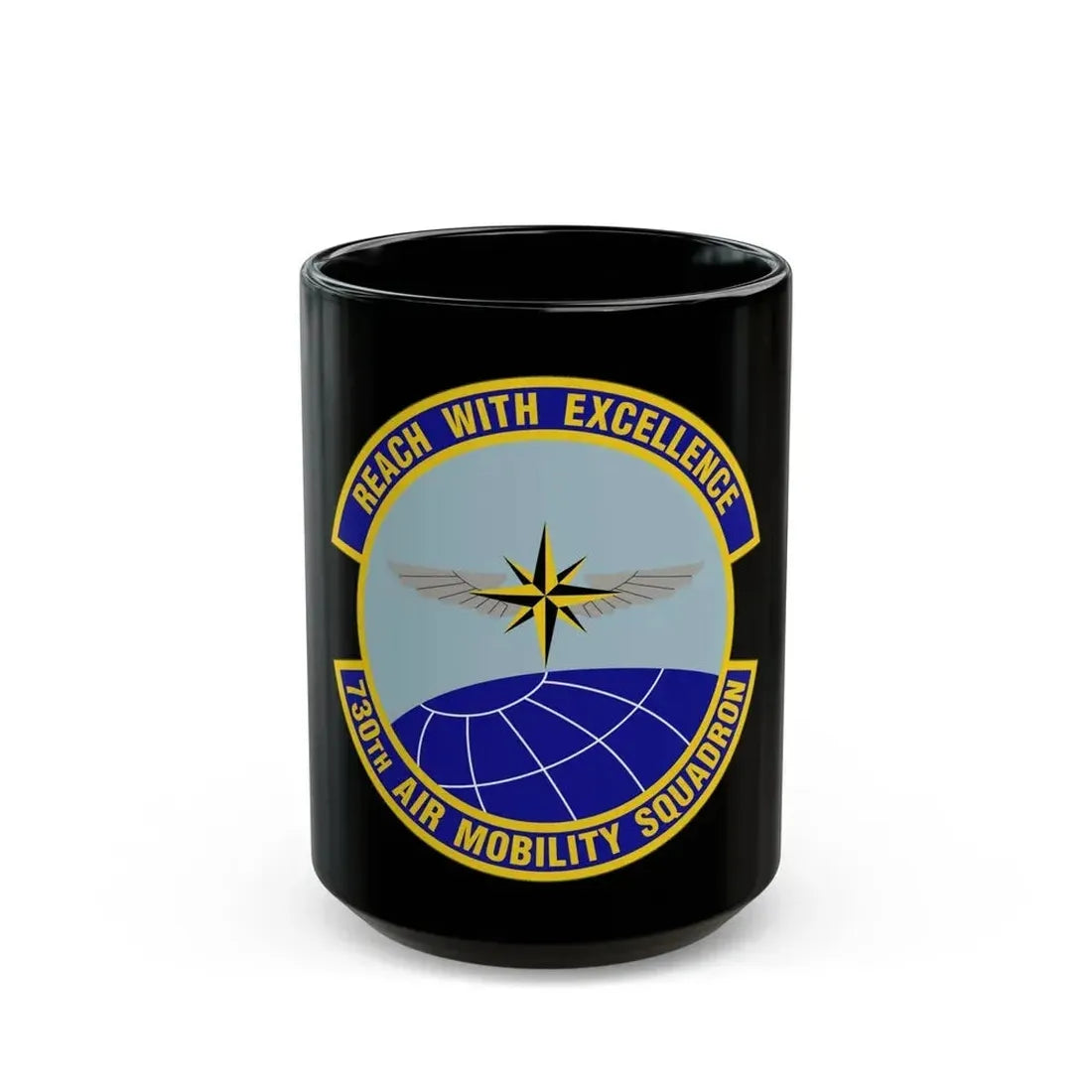 730 Air Mobility Squadron AMC (U.S. Air Force) Black Coffee Mug 15oz - Go Mug Yourself