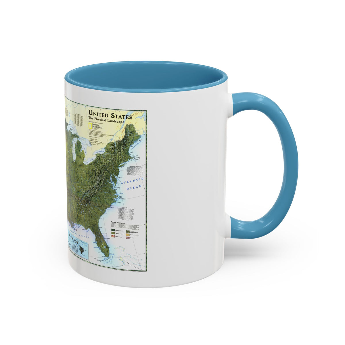 USA - The Physical Landscape (1996) (Map) Accent Coffee Mug