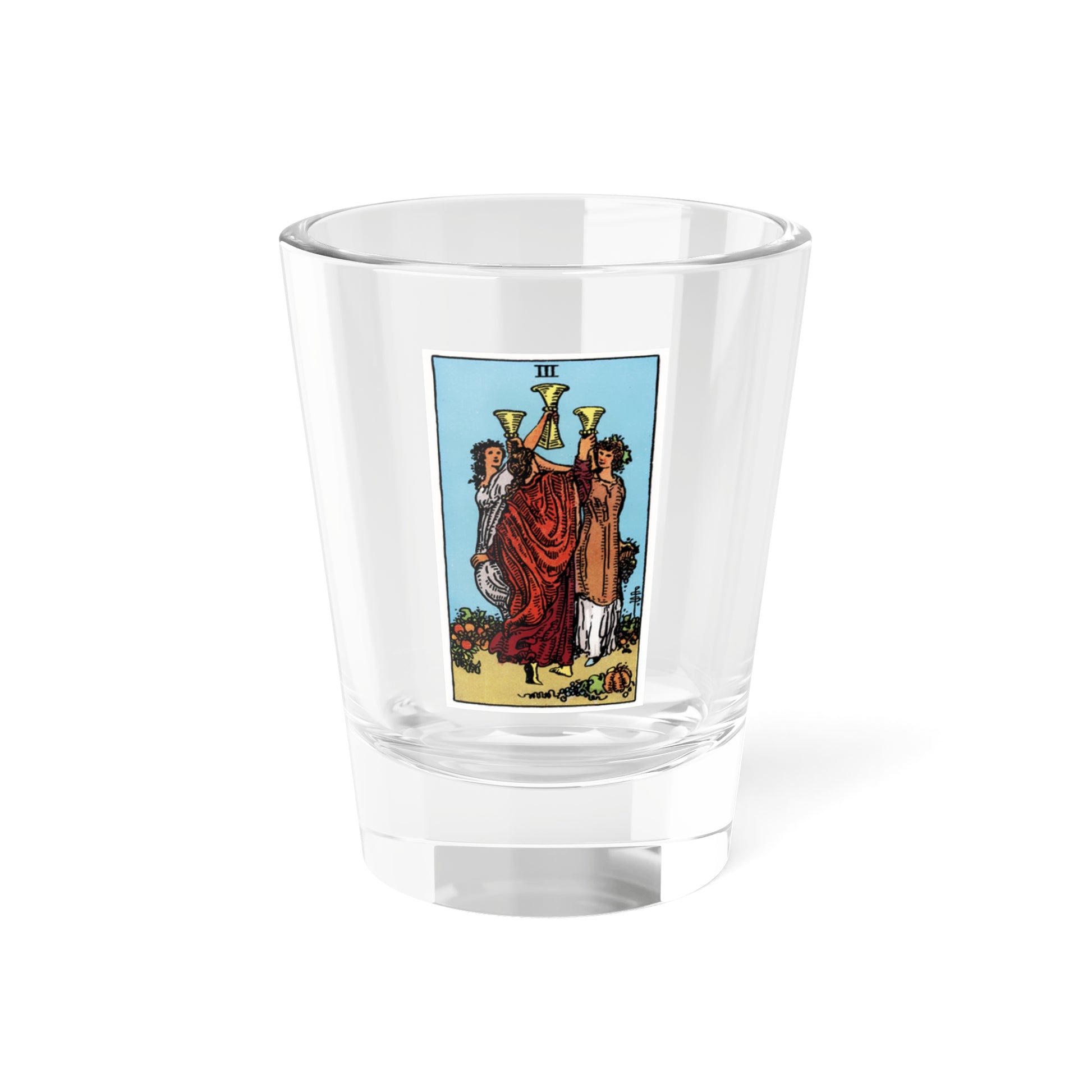 The 3 of Cups (Tarot Card) Shot Glass 1.5oz-1.5oz-Go Mug Yourself