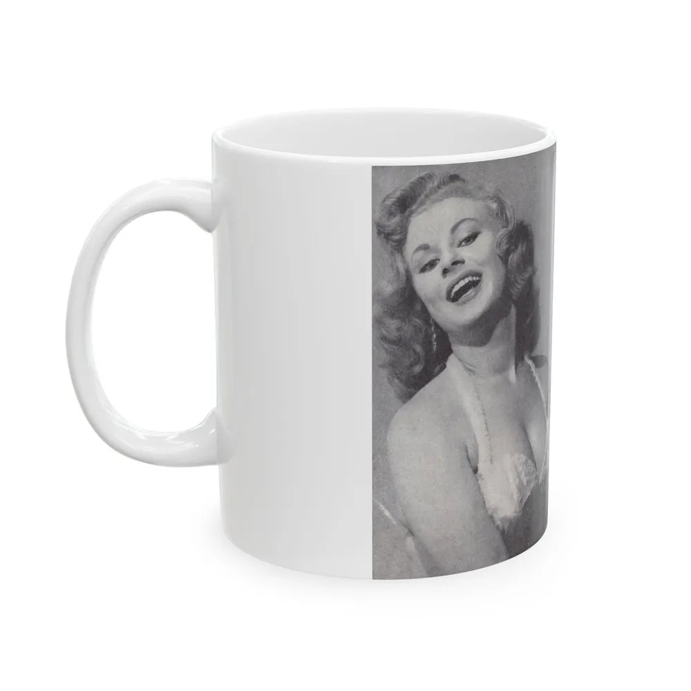 Norma Sykes #141 - 66 PHOTOGRAPHS OF Sabrina U.K. Pocket Mag. Pages 12 & 13 (Vintage Female Icon) White Coffee Mug-Go Mug Yourself