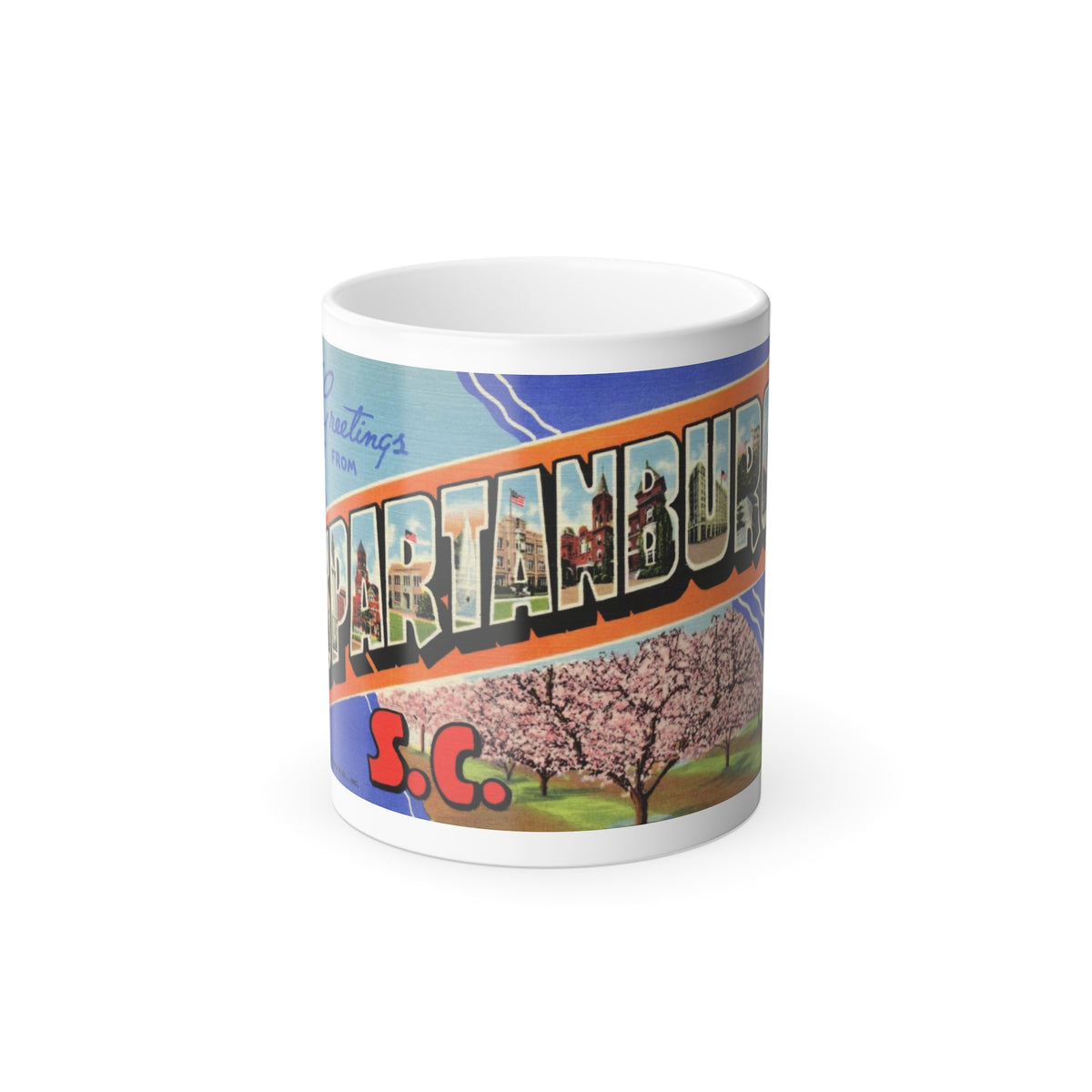Greetings from Spartanburg SC (Greeting Postcards) Color Changing Mug 11oz