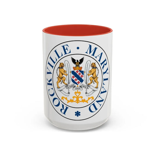 Seal of Rockville Maryland - Accent Coffee Mug-15oz-Red-Go Mug Yourself