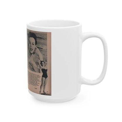 Pamela Duncan #25 - PHOTO Digest Mag. March '55 - 3 B&W Photos & Article (Vintage Female Icon) White Coffee Mug-Go Mug Yourself