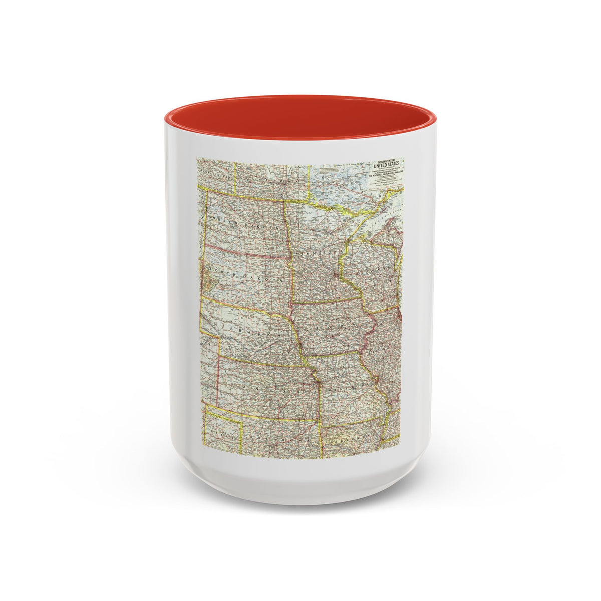 USA - North Central (1958) (Map) Accent Coffee Mug