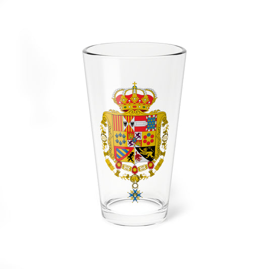 Escudo de armas de Carlos III de España Toisón y Gran Cruz (Spain) (Coat of Arms) Pint Glass 16oz