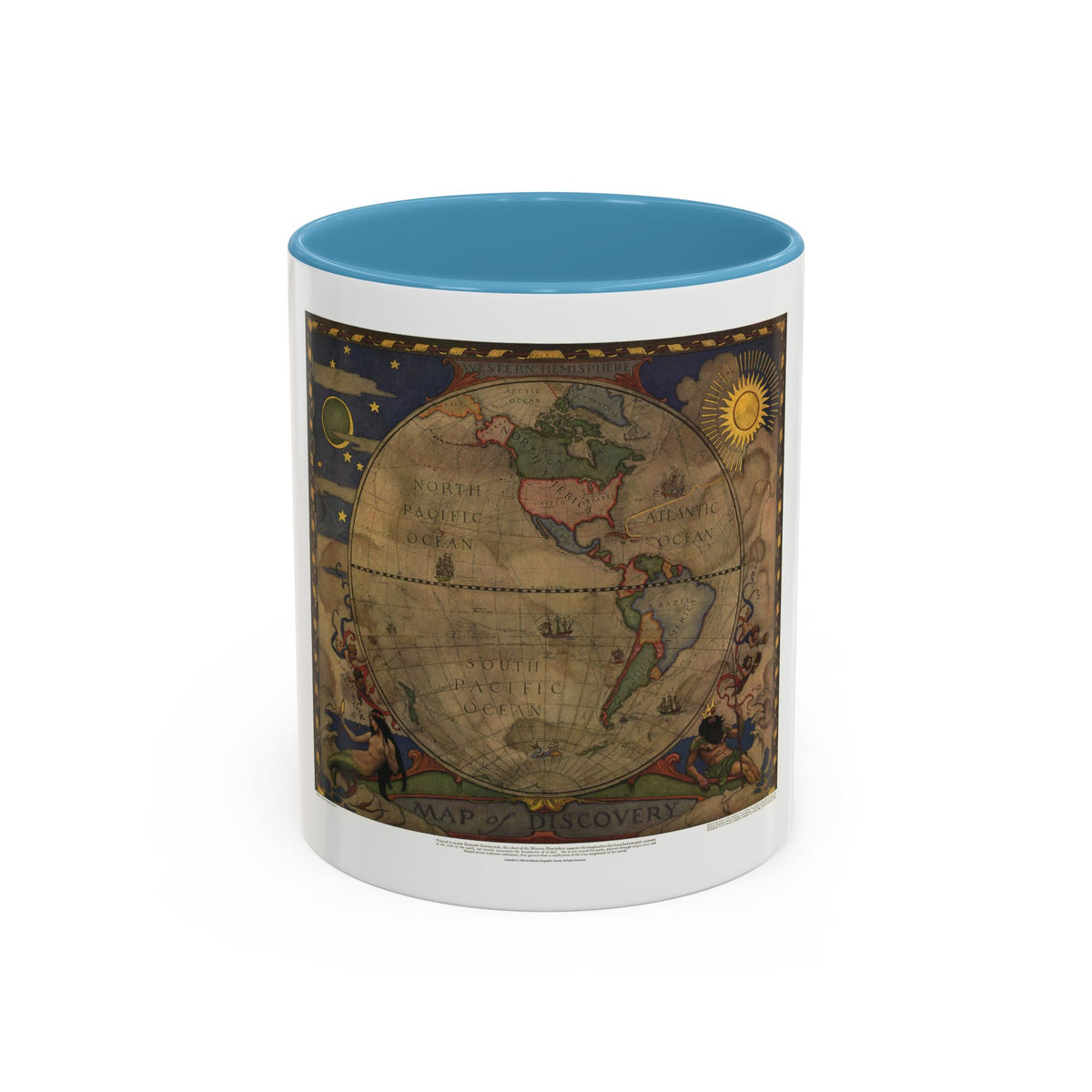 Map of Discovery- Western Hemisphere (1928) (Map) Accent Coffee Mug