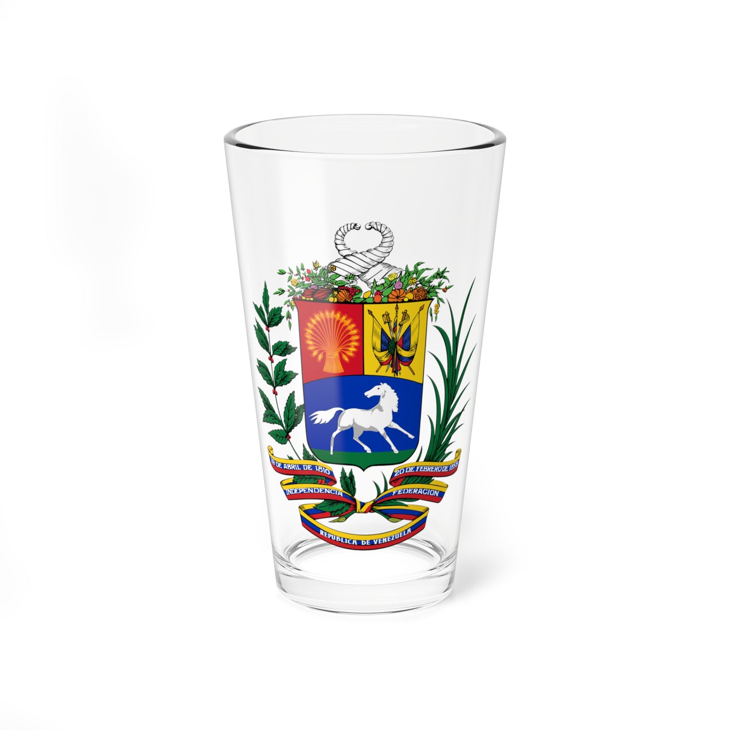 Coat of arms of Venezuela 1954-2006 (Venezuela) (Coat of Arms) Pint Glass 16oz