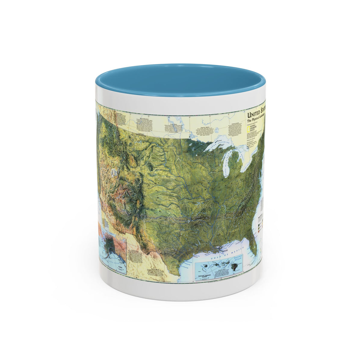 USA - The Physical Landscape (1996) (Map) Accent Coffee Mug