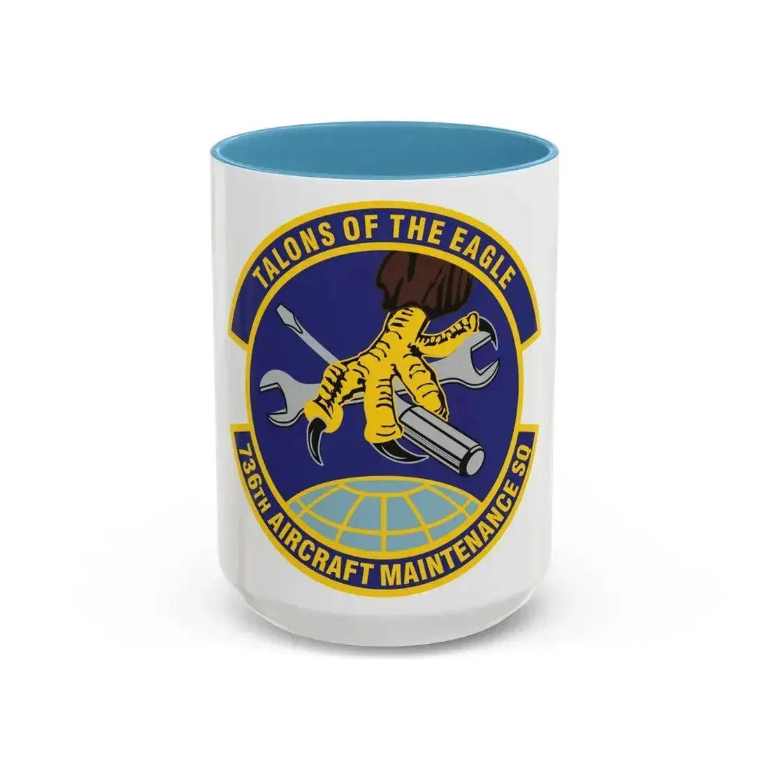 736th Aircraft Maintenance Squadron (U.S. Air Force) Accent Coffee Mug 15oz Light Blue - Go Mug Yourself