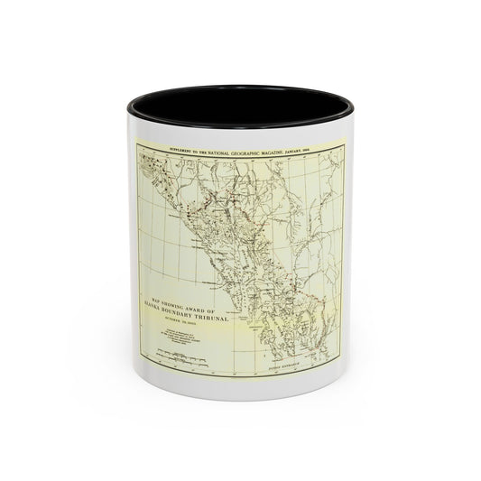 Antique black-ink engraved map of southeast Alaska's coastline and islands, with a dotted boundary line on cream paper.