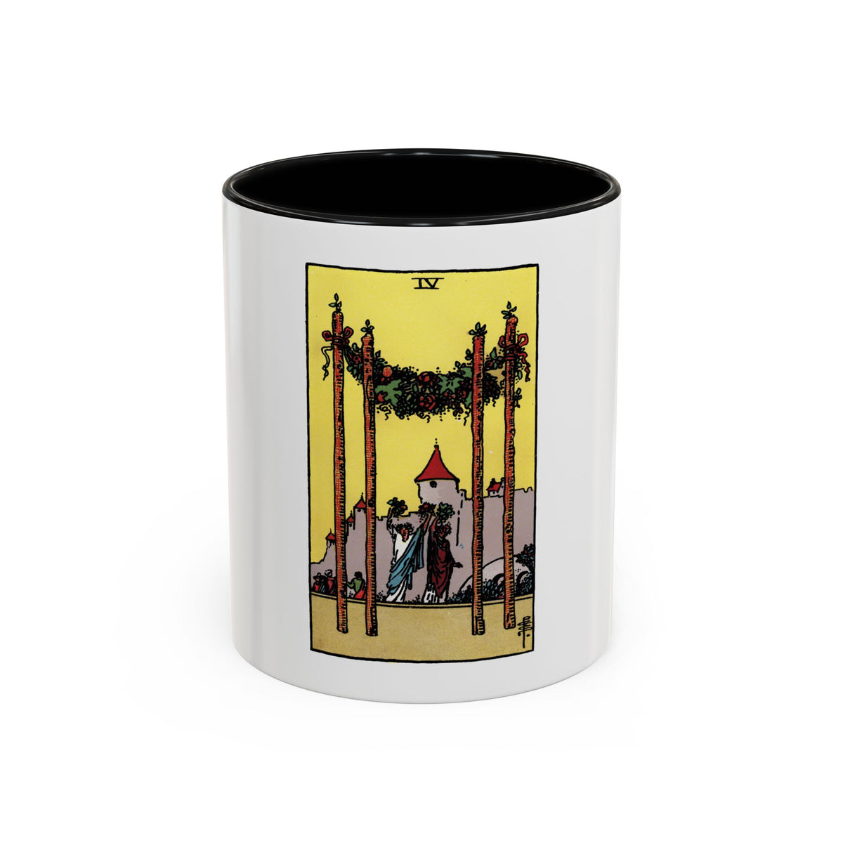 The 4 of Wands (Tarot Card) Accent Coffee Mug