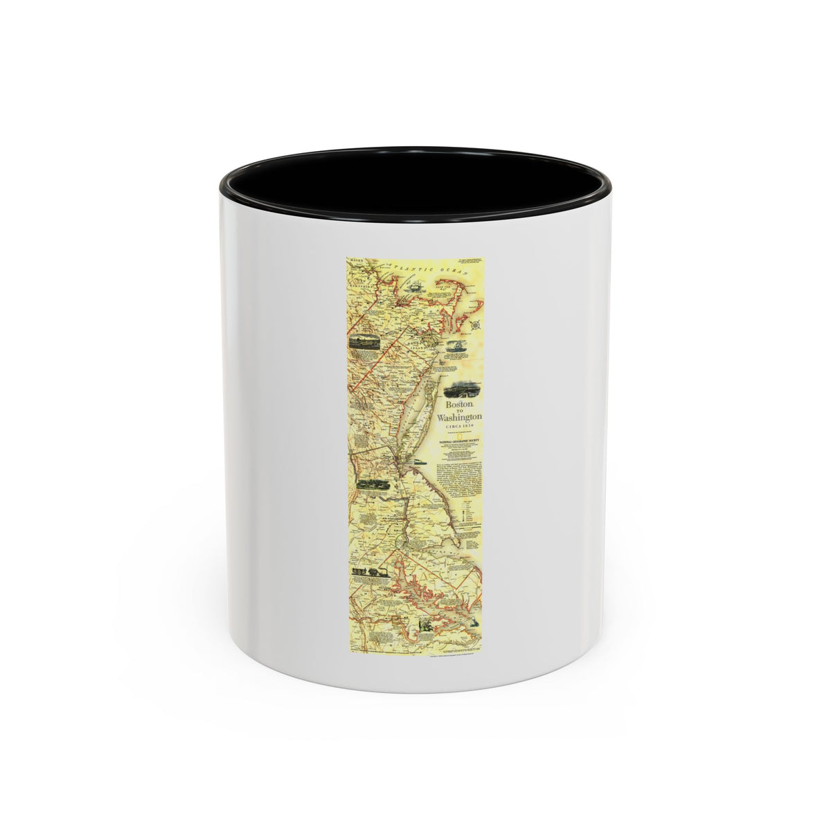 USA - Boston to Washington (1830) (Map) Accent Coffee Mug