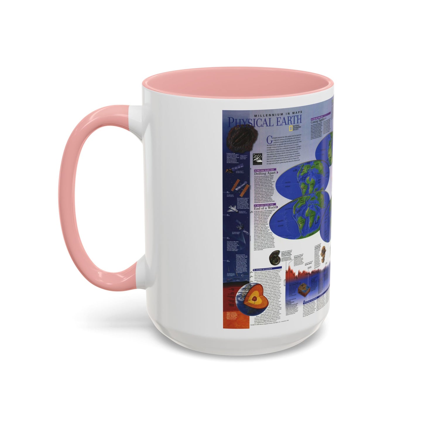 World Map - Physical Earth 2 (1998) (Map) Accent Coffee Mug