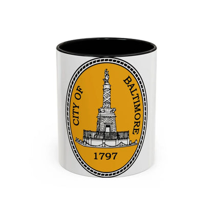 Seal of Baltimore Maryland - Accent Coffee Mug-11oz-Black-Go Mug Yourself