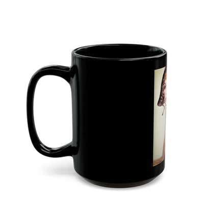 Julie Ege #147 - Topless (Vintage Female Icon) Black Coffee Mug-Go Mug Yourself