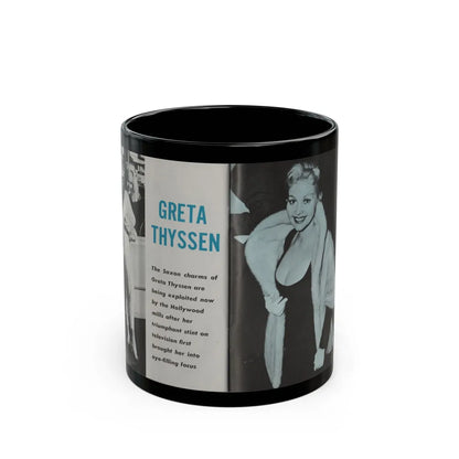 Greta Thyssen #42 - Pose! Pocket Mag. July '58 - 2 B&W Photos & Caption (Vintage Female Icon) Black Coffee Mug-11oz-Go Mug Yourself