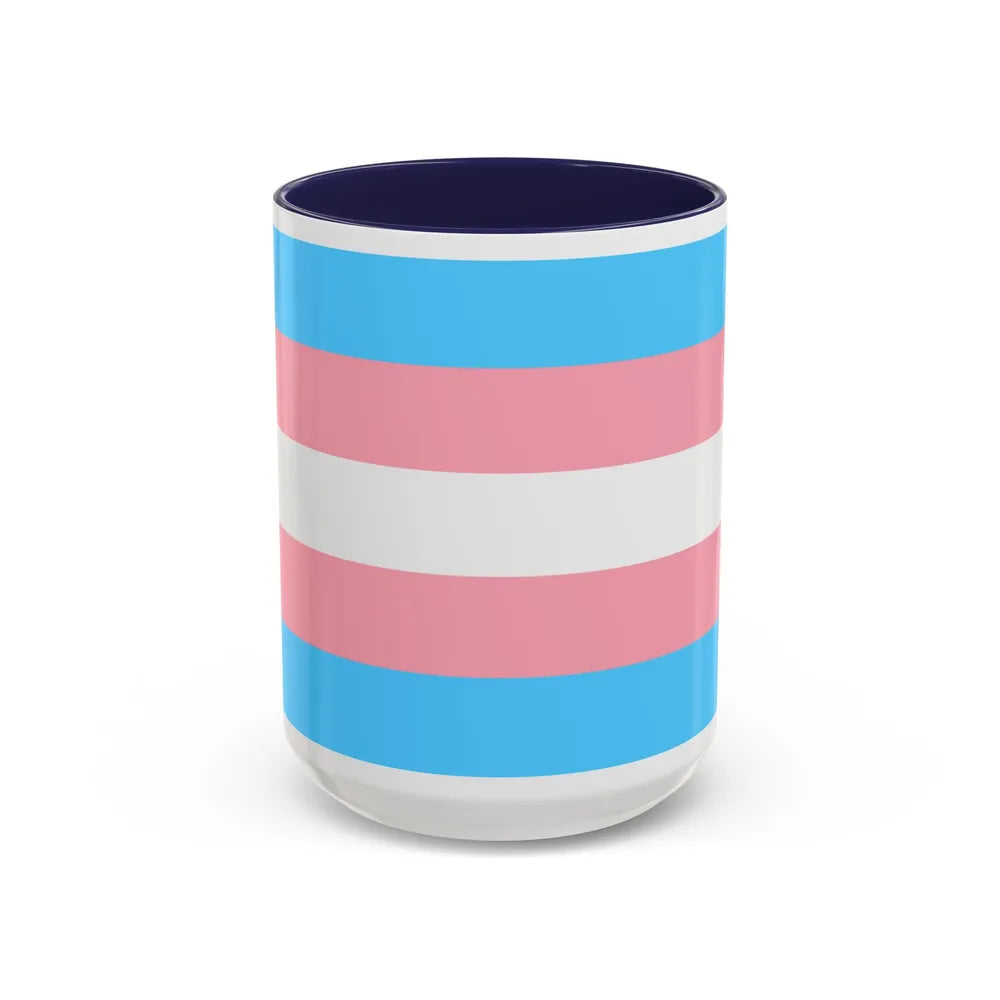 Transgender Pride Flag - Accent Coffee Mug-15oz-Navy-Go Mug Yourself