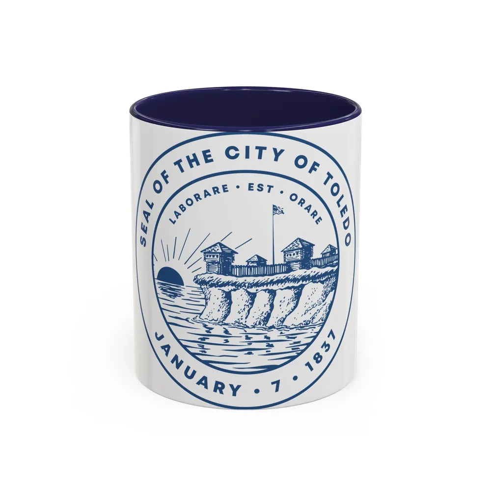 Seal of Toledo Ohio - Accent Coffee Mug-11oz-Navy-Go Mug Yourself