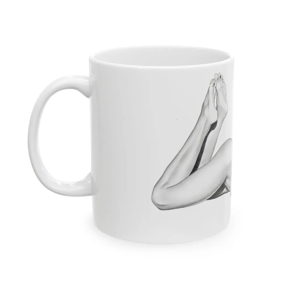 Linda Blair #172 - Nude Pencil Drawing (Vintage Female Icon) White Coffee Mug-Go Mug Yourself