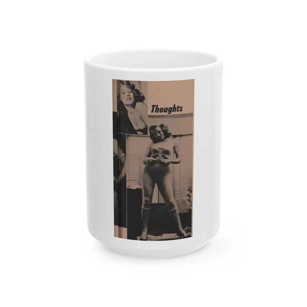 Penny Duncan #30 - Play Mag. 9-4-59 - 2 B&W Photos & Adds (Vintage Female Icon) White Coffee Mug-15oz-Go Mug Yourself