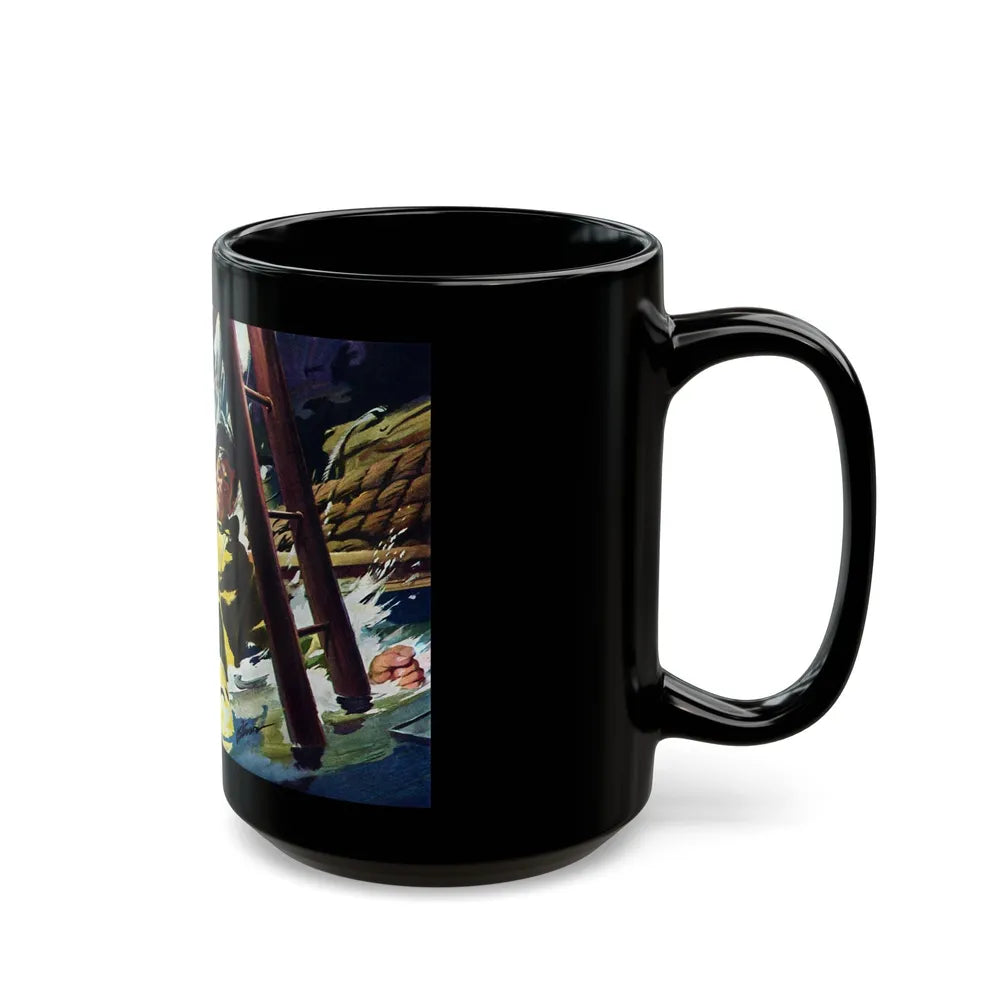 Death Below Decks by Brian Cleeve, The Saturday Evening Post, 1957 - Black Coffee Mug-Go Mug Yourself