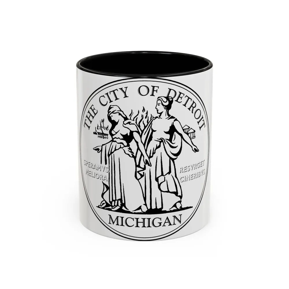 Seal of Detroit - Accent Coffee Mug-11oz-Black-Go Mug Yourself