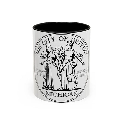 Seal of Detroit - Accent Coffee Mug-11oz-Black-Go Mug Yourself