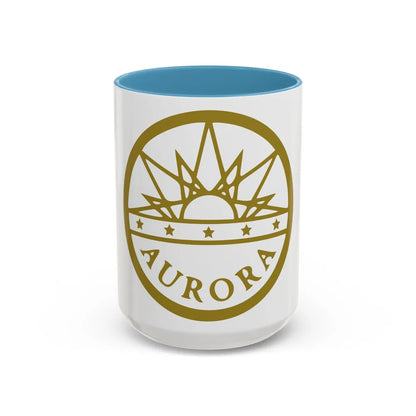 Seal of Aurora Colorado - Accent Coffee Mug-15oz-Light Blue-Go Mug Yourself