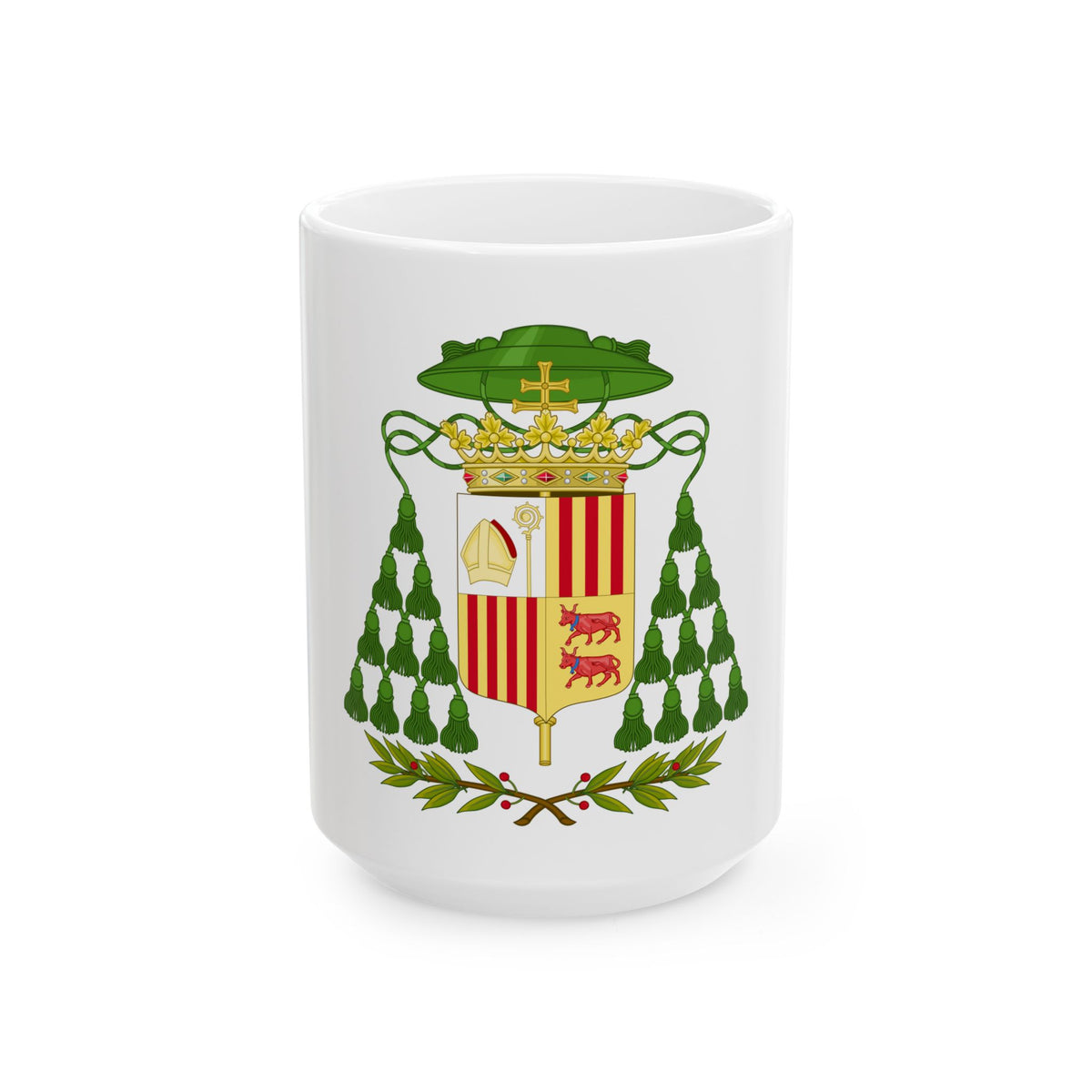 Historical Coat of Arms of Ecclesiastic Co-Prince of Andorra - White Coffee Mug
