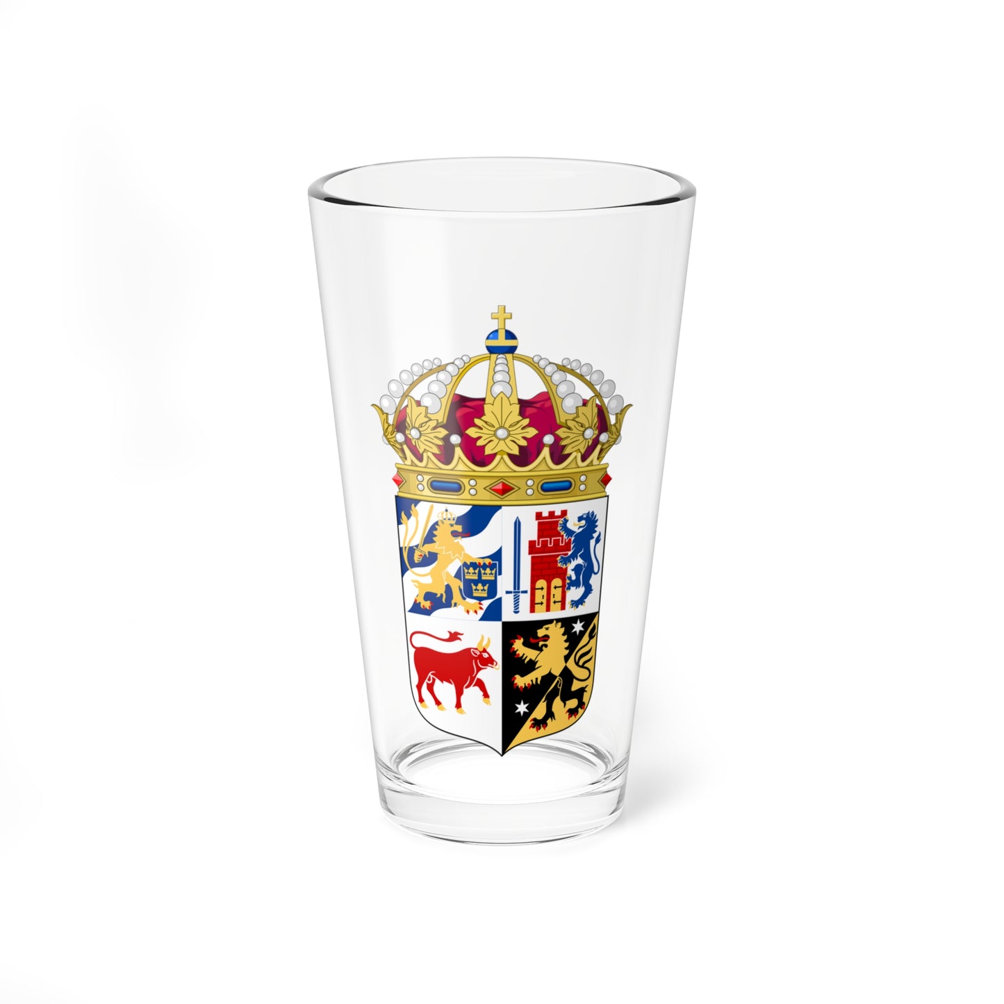 Västra Götalands läns vapen crowned (Sweden) (Coat of Arms) Pint Glass 16oz