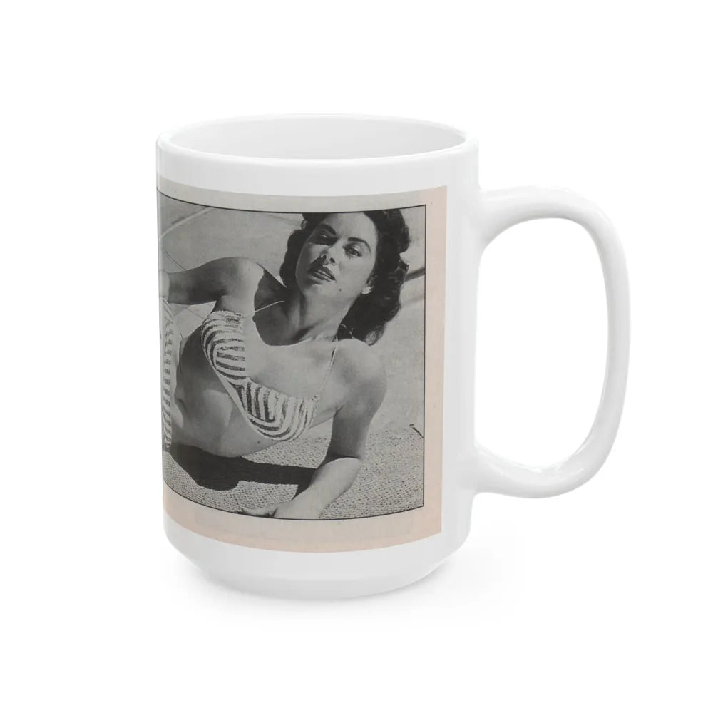 Jeanne Carmen #144 - Celebrity Sleuth Magazine B&W Photo Cropped (Vintage Female Icon) White Coffee Mug-Go Mug Yourself