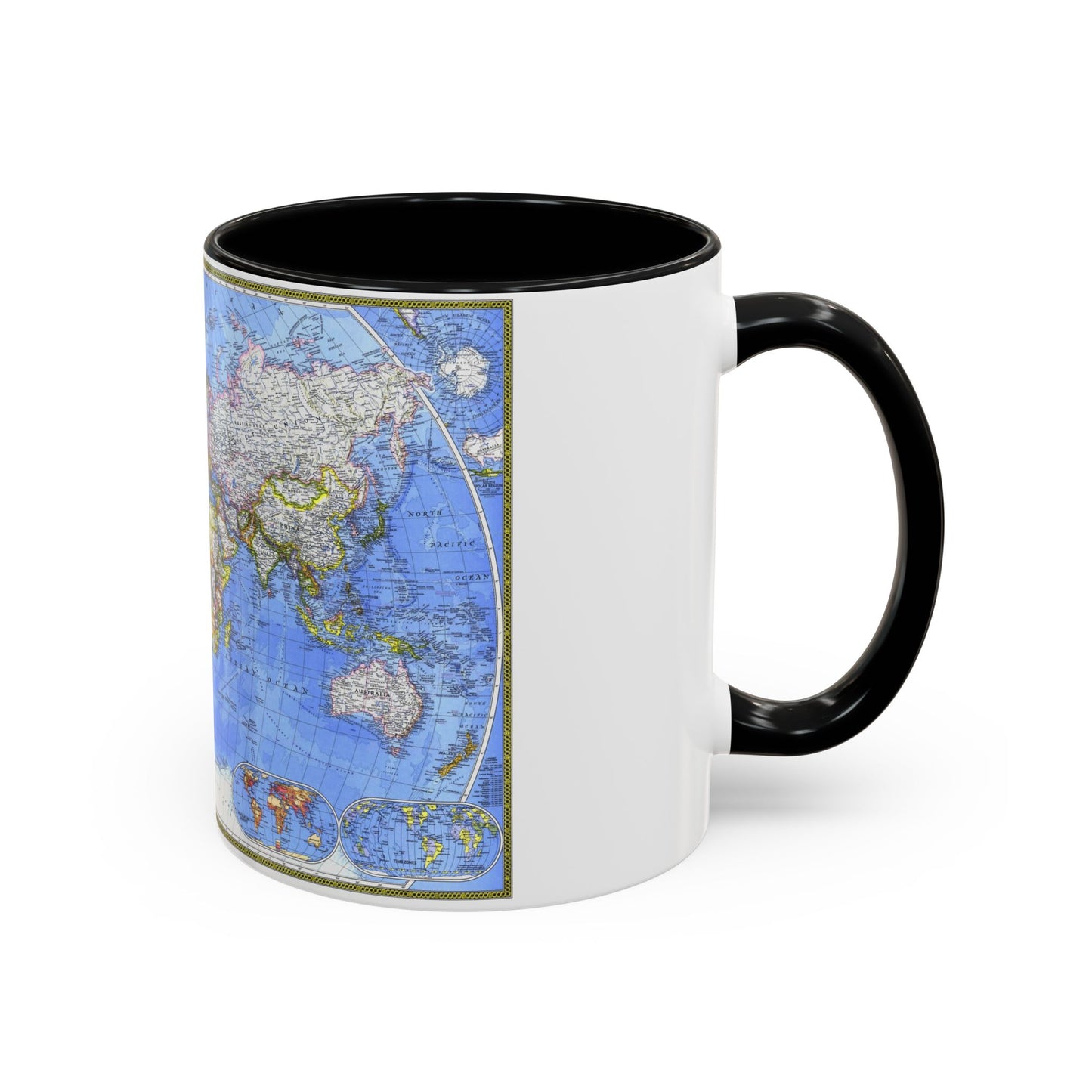 World Map - The Political World (1975) (Map) Accent Coffee Mug