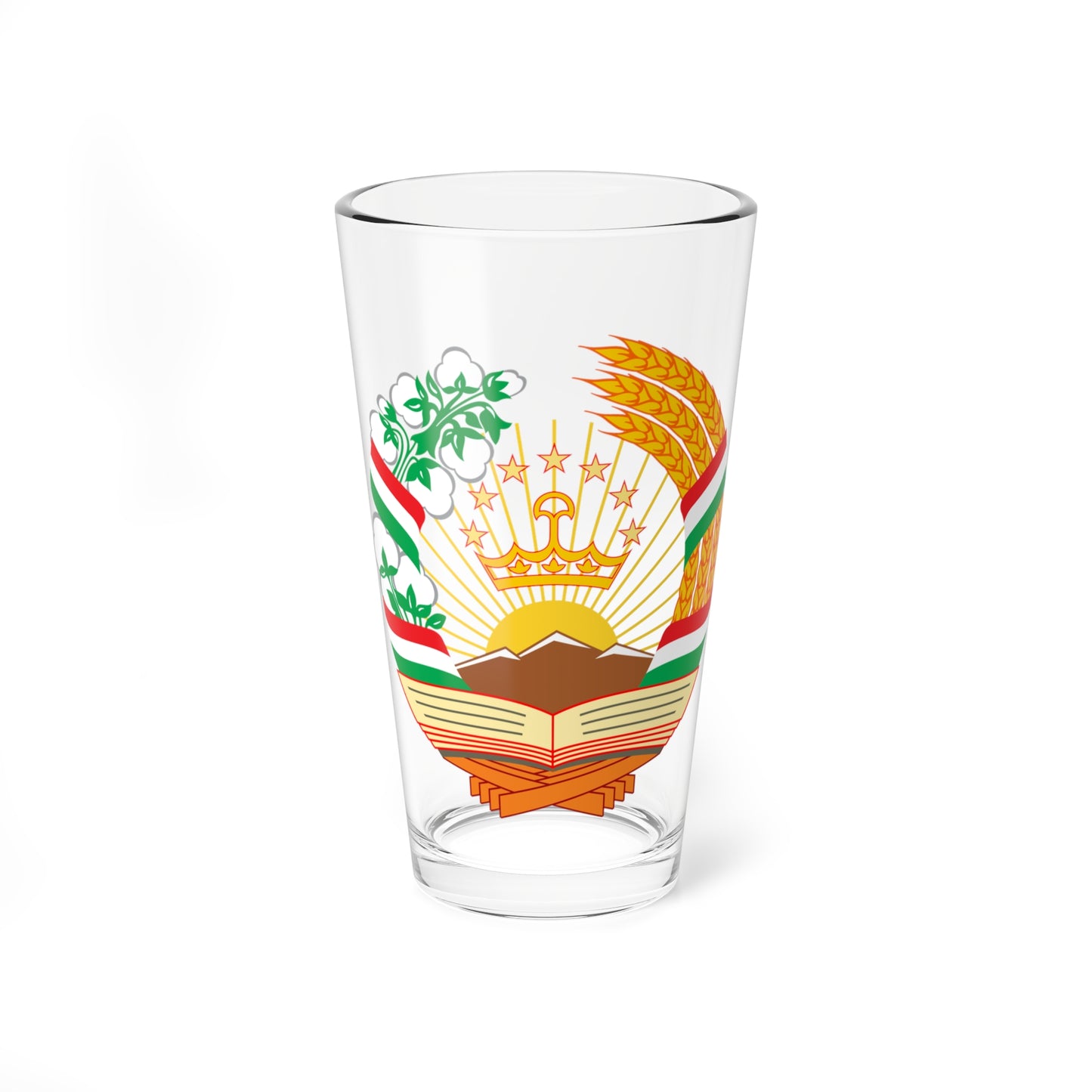 Emblem of Tajikistan (Tajikistan) (Coat of Arms) Pint Glass 16oz