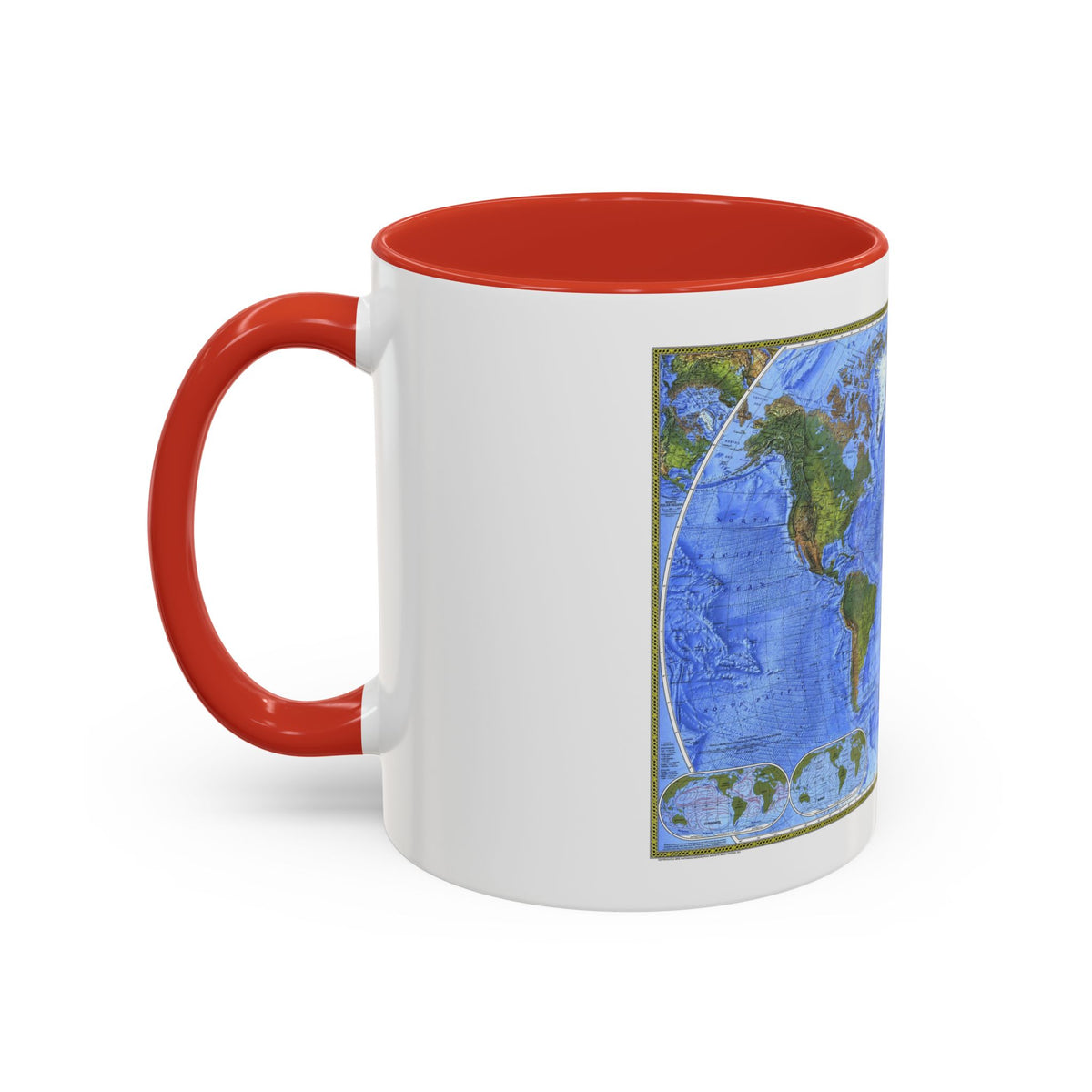 World Map - The Physical World (1975) (Map) Accent Coffee Mug