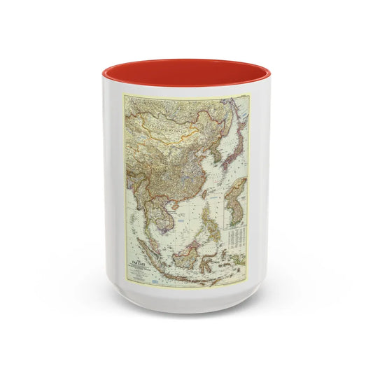 Far East (1952) (Map) Accent Coffee Mug-15oz-Red-Go Mug Yourself